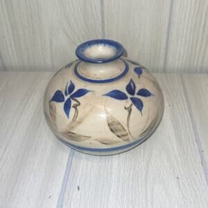 Vintage Handmade Floral Art Pottery Stoneware Flower Vase Heritage Boho